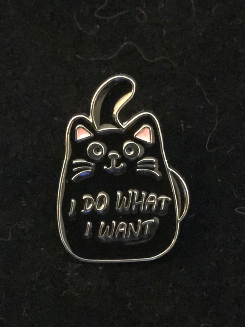 NWOT black cat “I do what I want” pin (pins: 1/$12, 2/$20)